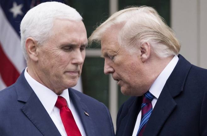 도널드 트럼프 1기 행정부 시절 트럼프 대통령(오른쪽)과 마이크 펜스 부통령이 함께한 모습. 세계일보 자료사진