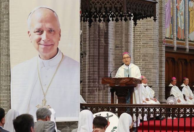 지난해 명동성당에서 열린 레오14세 교황 선출 감사 미사. 연합뉴스