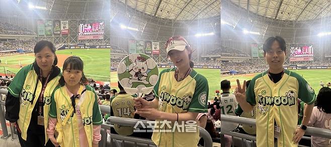11일 키움팬 (왼쪽부터) 이혜미 씨와 정시은 양, 황정민 씨, 유재국 씨가 ‘영웅춘배데이 시즌2’ 기념 유니폼을 입고 응원전을 펼쳤다. 글·사진 | 표권향 기자 gioia@sportsseoul.com