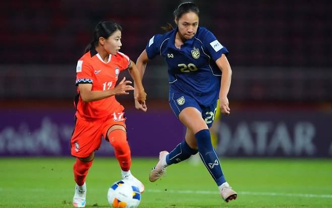 12일(한국시간) 태국 빠툼타니의 탐마산 스타디움에서 열린 2026 아시아축구연맹(AFC) 20세 이하(U-20) 여자 아시안컵 한국과 태국의 경기 모습. /사진=AFC 제공