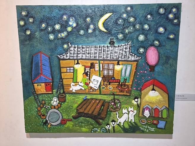 ▲ 김현기 作 '별밤 하늘 아래' /정회진 기자 hijung@incheonilbo.com