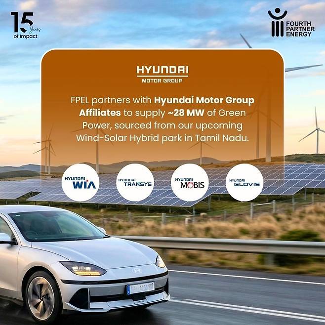 현대차그룹이 인도 포스 파트너 에너지와 타밀나두 풍력·태양광 하이브리드 프로젝트에서 약 28MW 전력을 공급하는 계약을 체결했다. (사진=포스 파트너 에너지)