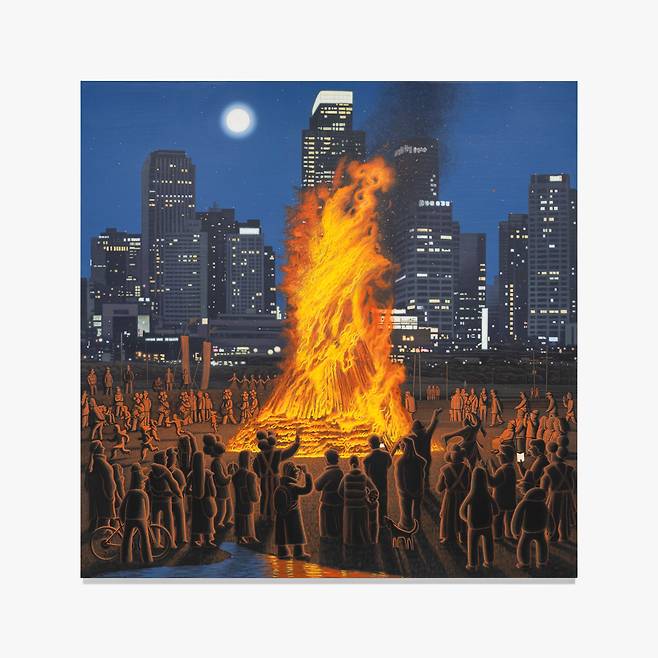 이우성, 너에게 물으면 알 수 있을까?, 2026, 캔버스에 아크릴릭, 아크릴릭 과슈, 200 × 200 cm