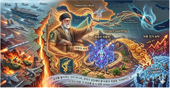 이란이 무너지지 않고 버티는 힘에 대한 상상도. 김태준 한반도안보문제연구소장 AI 그림