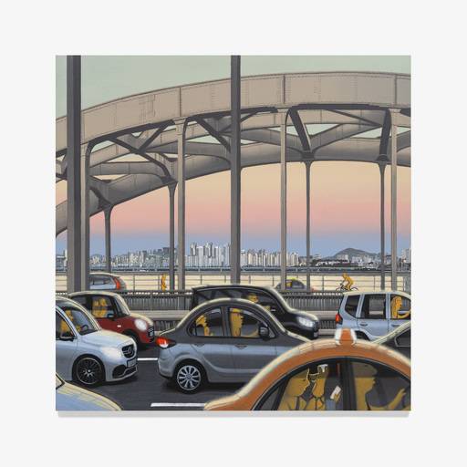 이우성, ‘퇴근길 한강대교’, 2025, 130.5×130.5㎝. 갤러리현대 제공