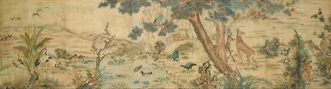 채용신, 십장생(十長生), 1922년, 비단에 수묵담채, 80.0×310.0cm, 국립현대미술관
