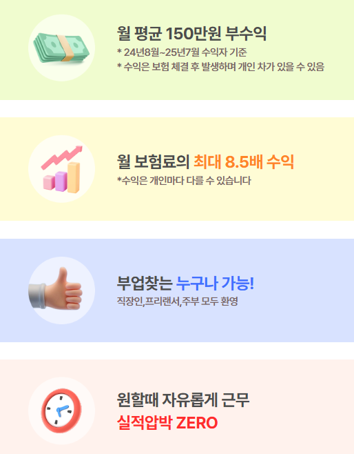 메리츠화재에서 N잡러 모집 공고의 한 부분 갈무리.