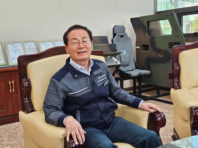 김종일 삼양컴텍 대표가 지난 8일 경기도 안성공장에서 조선비즈와 인터뷰하고 있다. /박용선 기자