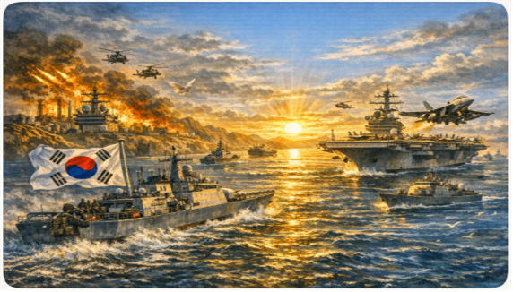 신속하고 현명한 결정과 적극적인 참여로 새로운 흐름에 편성하는 장면에 대한 상상도. 김태준 한반도안보문제연구소장 AI 그림