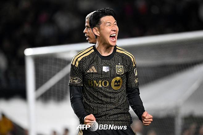 지난 2월 레알 에스파냐전에서 골을 넣은 뒤 포효하고 있는 LAFC 손흥민. /AFPBBNews=뉴스1