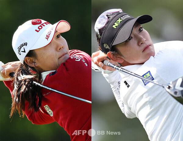 2026년 미국여자프로골프(LPGA) 투어 미즈호 아메리카스 오픈에 출전한 황유민 프로가 1라운드에서 경기하는 모습이다. 그리고 신인상을 경쟁하는 일본의 하라 에리카. 사진제공=ⓒAFPBBNews = News1 (사진을 무단으로 사용하지 마십시오.)