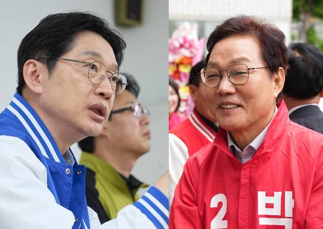 김경수·박완수 경남지사 후보. 각 캠프 제공