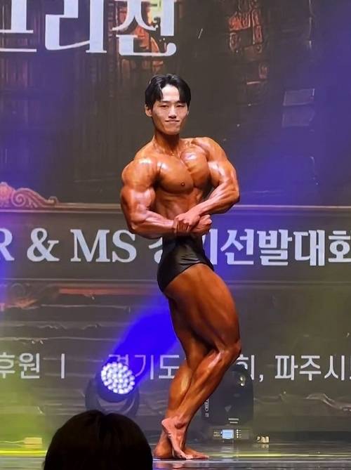 최근 열린 경기도민체전, 미스터 경기 등 보디빌딩 대회에서 1위를 차지한 임성재(그린핏코리아) 선수. 파주에서 열린 미스터경기 출전 당시 모습. /그린핏코리아 제공
