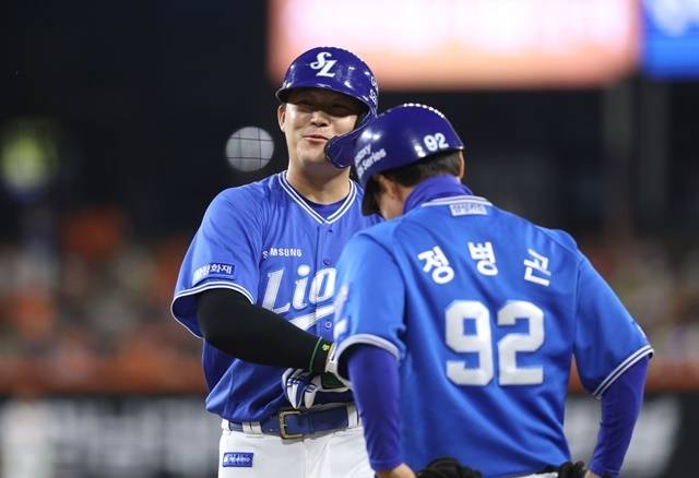 전병우는 9일 NC전에서 결정적인 2타점 적시타를 쳤다. 사진=삼성 제공