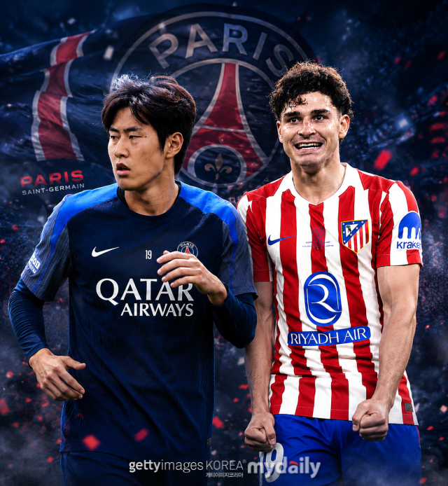 12일 프랑스 '원풋볼'에 따르면 파리 생제르망(PSG)이 훌리안 알바레스(아틀레티코 마드리드)의 관심을 받고 있다. 반면 이강인(PSG)은 아틀레티코 이적설이 이어지고 있다./게티이미지코리아·AI 합성이미지