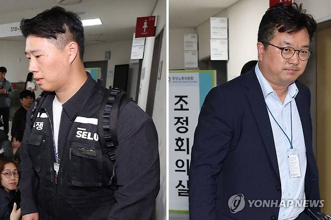 삼성전자 노사가 사후조정에서 접점을 찾지 못하면서 총파업 위기가 고조되고 있는 가운데, 지역 경제계에서는 곱지 않은 시선을 보내고 있다. 삼성전자 대표교섭위원인 김형로 부사장(오른쪽 사진)과 최승호 초기업노조 삼성전자지부 위원장(왼쪽 사진)이 13일 새벽 세종시 정부세종청사 중앙노동위원회에서 2026년 임금협약 체결을 위한 2차 사후조정이 결렬된 후 각각 협상장을 떠나고 있다. (사진=연합뉴스 제공)