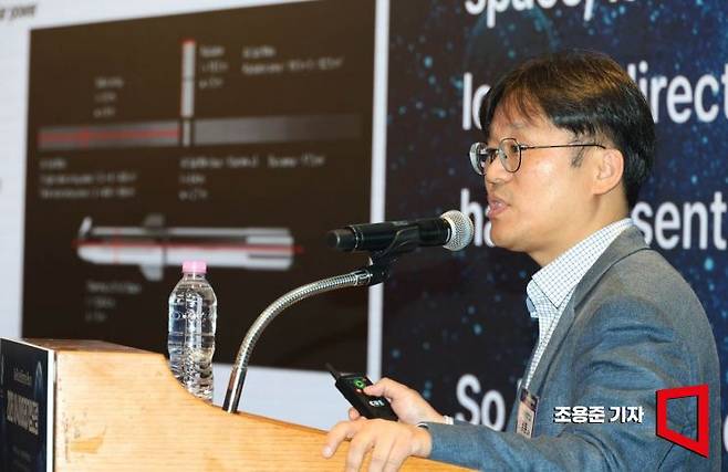 신명훈 한국항공대 항공전자정보공학부 교수가 13일 서울 소공동 롯데호텔에서 열린 2026 아시아미래기업포럼에서 '우주태양광 기술 현황과 사업 기회'란 주제발표를 하고 있다. 2026.5.13 조용준 기자