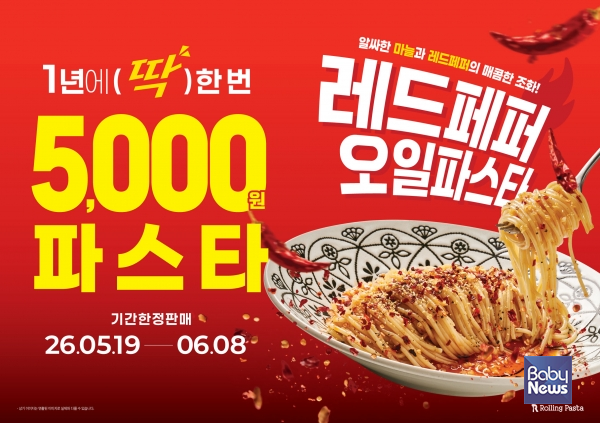더본코리아 롤링파스타, 파스타 한 접시에 5,000원…'레드페퍼오일파스타' 출시. ⓒ더본코리아