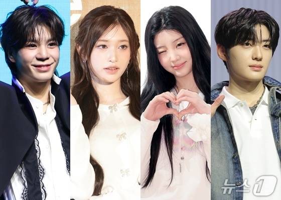(왼쪽부터) 가수 정동원, 아이브 이서, 아일릿 원희, 알파드라이브원 상현 ⓒ 뉴스1 DB