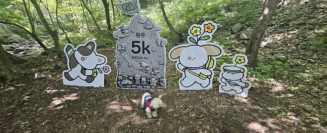 소노벨 비발디파크 후문을 출발해 운동장과 수변무대, 한치골길 저수지를 지나 두먹골 반환점을 돌아 다시 출발점으로 돌아오는 ‘비밀의숲’ 코스. 박윤희 기자