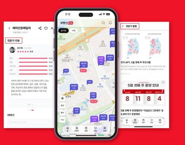 부동산114 신규 플랫폼 주요 서비스 소개 이미지. 부동산114 제공