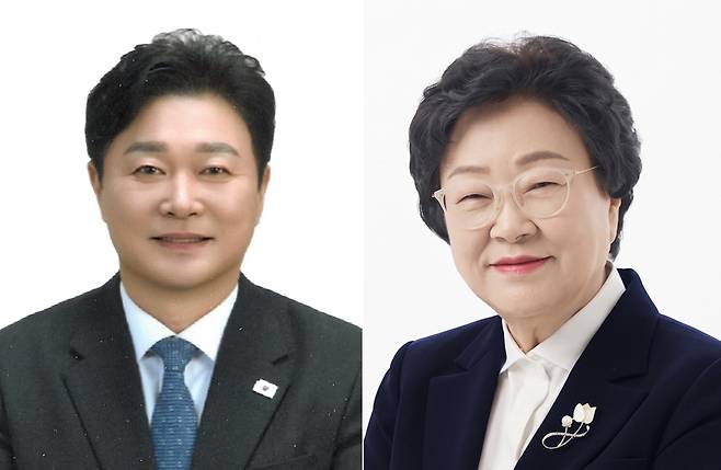 더불어민주당 성수석 이천시장 후보(왼쪽), 국민의힘 김경희 이천시장 후보