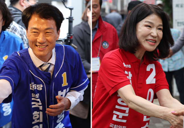 ▲ 28일 오전 TBC 주관으로 열린 TV토론회에서 더불어민주당 박형룡 후보와 국민의힘 이진숙 후보가 격론을 벌였다.