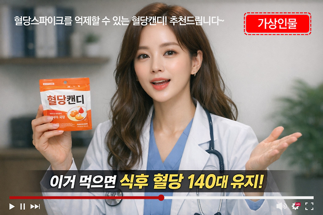 광고 영상에 인공지능(AI) 가상인물임을 표시한 예시 이미지. 공정거래위원회 제공