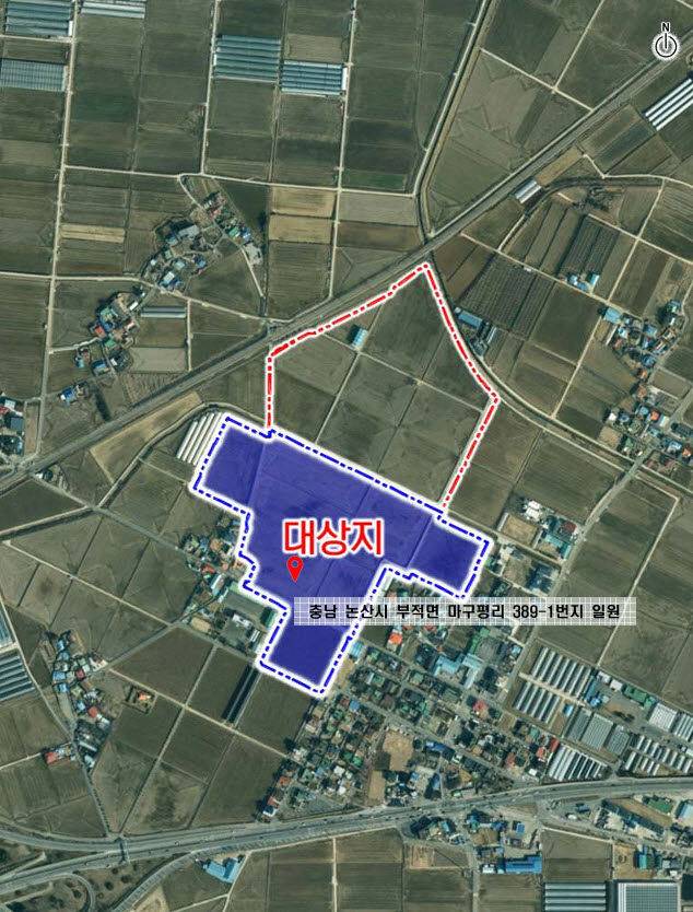 논산딸기산업스마트팜복합단지 위치도.(사진=논산시 제공)
