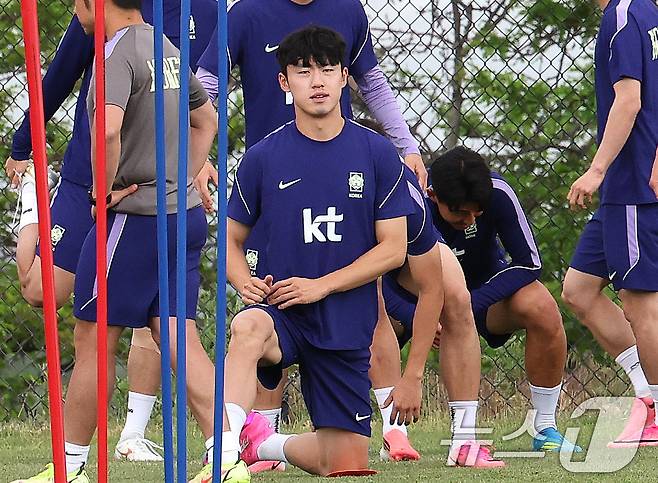 대한민국 축구대표팀 이기혁이 29일(현지시간) 미국 유타주 헤리먼에 위치한 자이언스뱅크 트레이닝센터에서 훈련을 하고 있다. 2026.5.30 ⓒ 뉴스1 임세영 기자