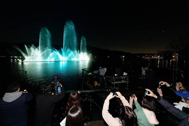 서랑저수지 음악분수. 오산시 제공