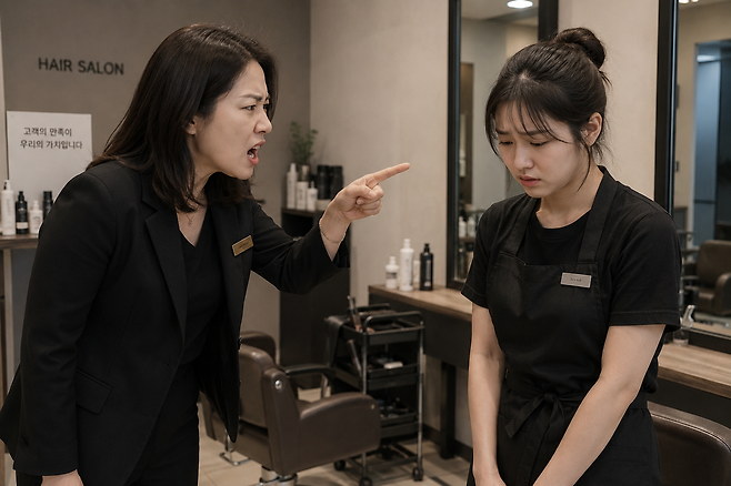 5인 미만 사업장은 하루아침에 부당한 해고를 당해도 부당 해고 구제 신청을 할 수 없다. 노동자들은 해고에 대한 불안감 때문에 억울한 일을 당해도 참고 일하는 것이 현실이다. 챗gpt 생성 이미지