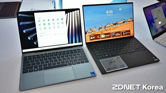 XPS 13(왼쪽)과 XPS 14(오른쪽). 알루미늄 섀시를 그대로 적용했다. (사진=지디넷코리아)