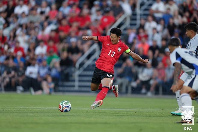 4일 엘살바도르전에서 등번호 13번을 달고 뛴 손흥민. /사진=대한축구협회 제공