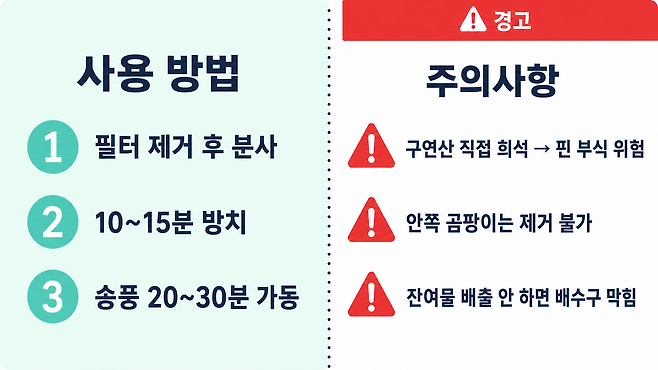 에어컨 열교환기 스프레이 셀프 청소 방법과 주의사항