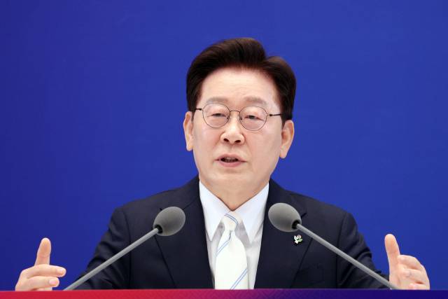 ▲이재명 대통령이 8일 청와대 영빈관에서 열린 취임 1주년 기자회견에서 발언하고 있다. ⓒ연합뉴스