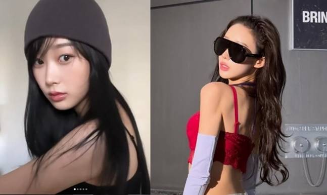 2023년(왼쪽)과 최근의 지젤. 살이 빠지면서 어깨와 팔, 등 라인이 앙상해졌다. 사진=지젤 SNS 캡처
