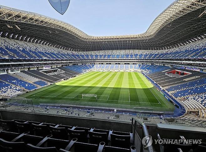 '월드컵 결전지' 멕시코 BBVA 스타디움 (몬테레이=연합뉴스) 이재림 특파원 = 11일(현지시간) 멕시코 누에보레온주에 자리한 BBVA 스타디움 전경. 홍명보호는 오는 6월 이곳에서 남아프리카공화국과 국제축구연맹(FIFA) 2026 북중미 월드컵 A조 3차전 경기를 펼친다. 2026.2.12 walden@yna.co.kr