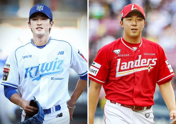 (왼쪽부터) 16일 선발로 예고된 kt 고영표와 SSG 김민준.