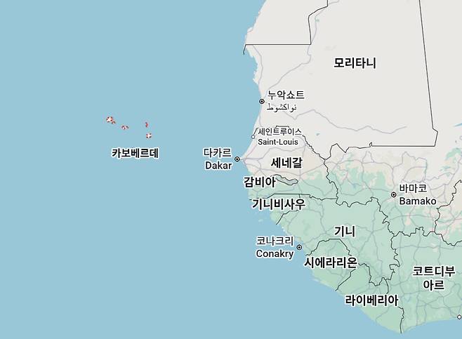 카보베르데의 위치 캡처=구글 지도