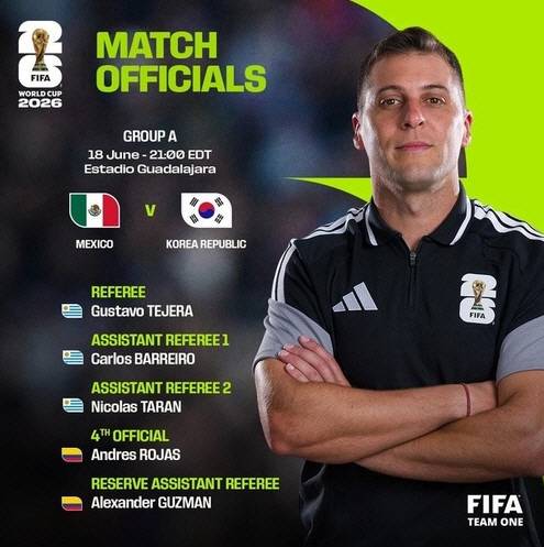 한국-멕시코 조별리그 2차전 심판진. FIFA 엑스 캡처