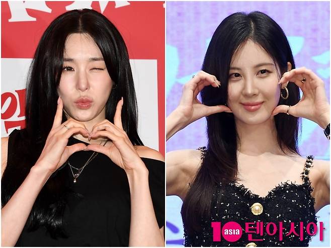 소녀시대 티파니와 서현이 각 공식 행사에 참석해 포즈를 취하고 있다./사진=텐아시아DB
