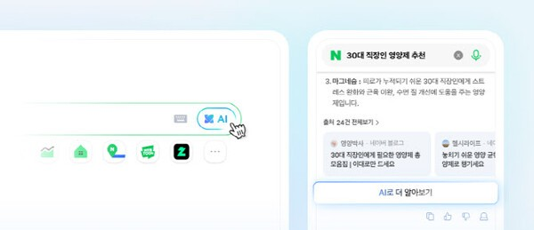 네이버 AI탭. 네이버 제공