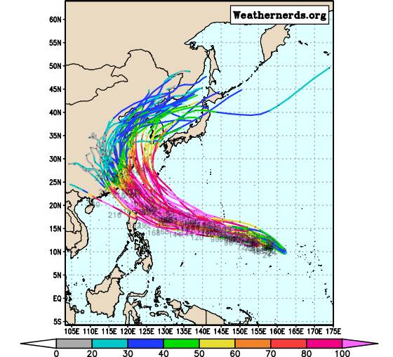 유럽중기예보센터 앙상블 예측 출처 : weathernerds