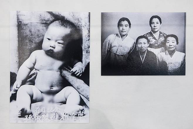 경남 거제시 흥남철수기념공원 기념관 내에 전시된 '김치 1호' 손양영씨의 어린 시절 모습과 가족 사진. /양수열 영상미디어 기자