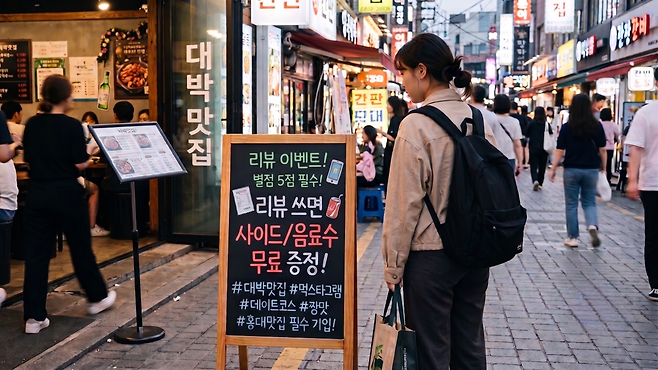이용 소감을 남기는 과정에서 음식점 측이 ‘별점 5점 만점’, ‘특정 키워드 포함’ 등의 조건을 요구한다면 주의가 필요하다. 기사의 이해를 돕기 위해 구글의 생성형 인공지능(AI) ‘제미나이’로 생성한 이미지