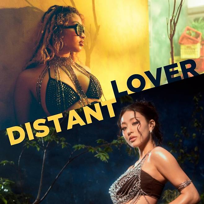 그룹 트와이스 지효와 센시아(Shenseea)의 컬래버레이션 음원 'Distant Lover' 이미지. / 사진제공=MUSICOW US