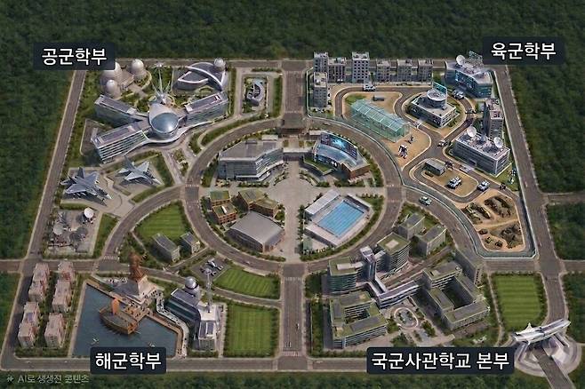 국방부가 16일 공개한 국군사관학교 예상 조감도. 국방부·연합