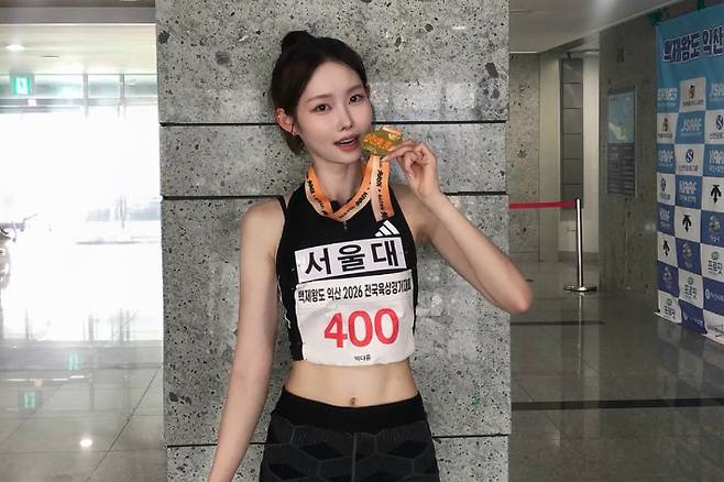 박다윤 고수가 이달 초 전라북도 익산시 익산종합운동장에서 열린 '백제왕도 익산 2026 전국육상경기대회' 여자 대학부 100m 결선에서 12초67로 우승을 차지했다. 박 고수 제공