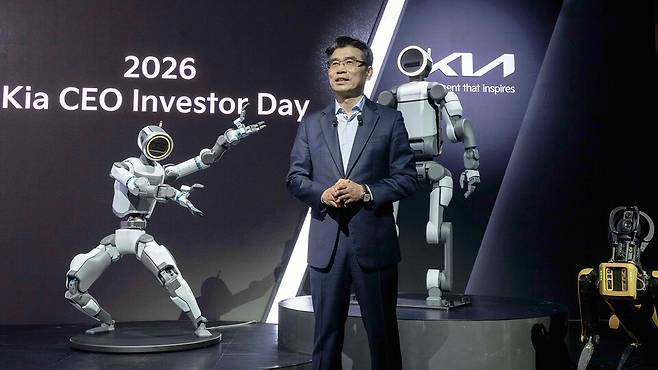 지난 4월 서울 신라호텔에서 열린 기아의 '2026 CEO 인베스터 데이'에서 발표에 나선 송호성 기아 대표이사 사장./기아